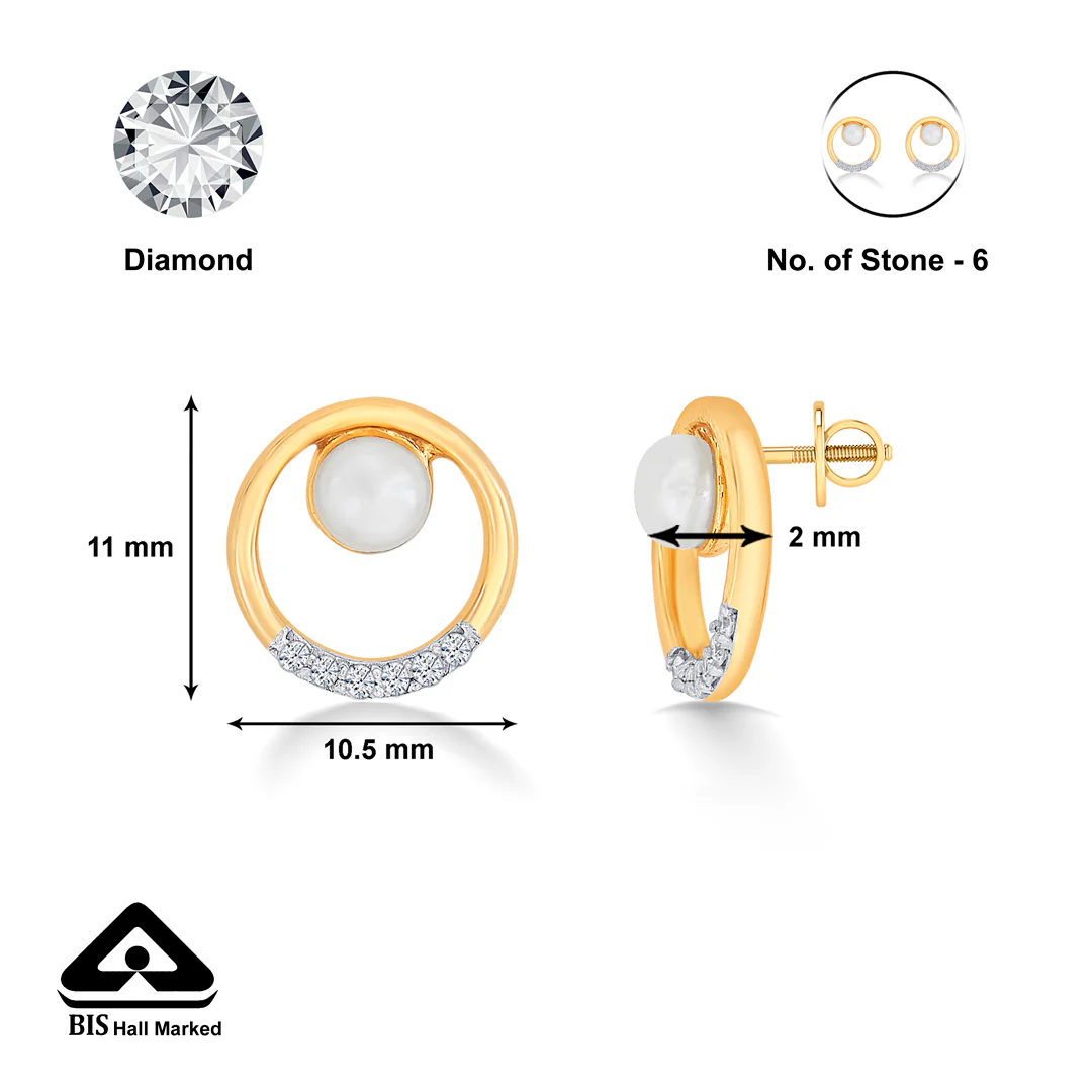 Evolette Yellow Gold & Diamond Stud Earring - Image 5