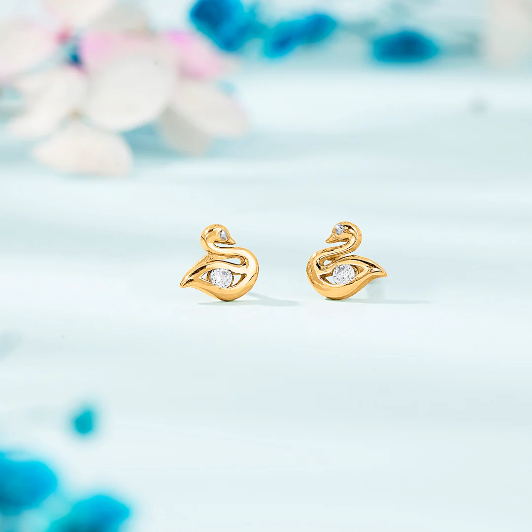 Feather Gleam Gold Stud Earring For Women