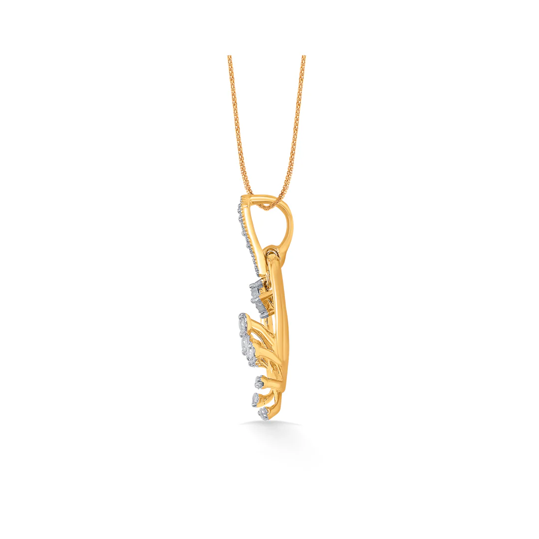 Fern Glint Gold & Diamond Classic Pendant - Image 2
