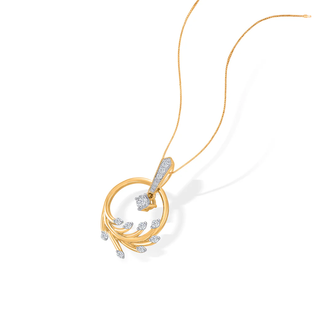Fern Glint Gold & Diamond Classic Pendant - Image 3