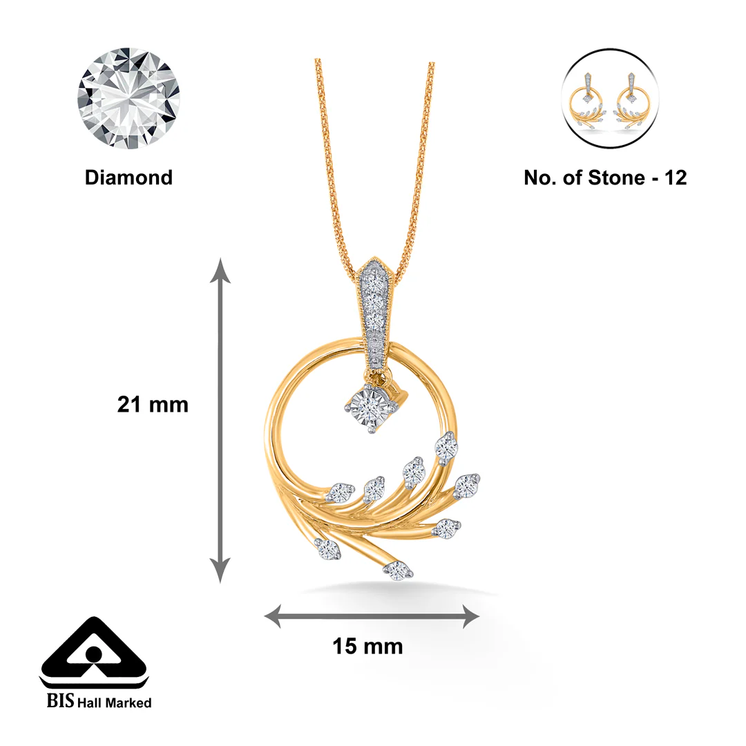 Fern Glint Gold & Diamond Classic Pendant - Image 4