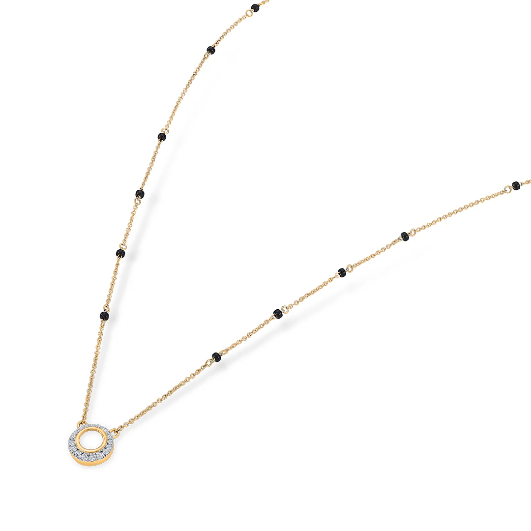 Flawless Orbit Gold & Diamond Modern Mangalsutra for Women - Image 4