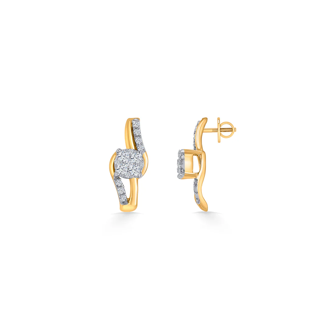 Flicker Frame Gold & Diamond Stud Earring - Image 2