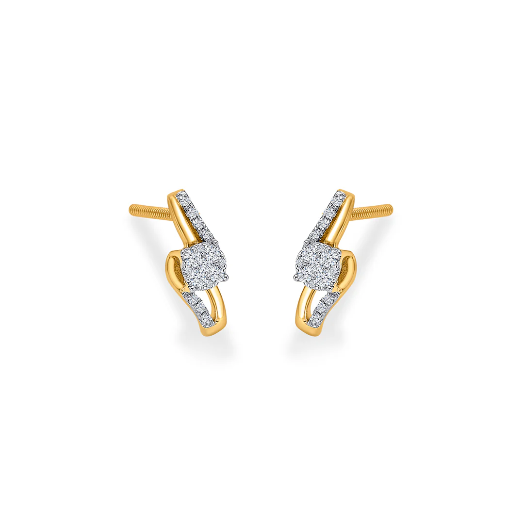 Flicker Frame Gold & Diamond Stud Earring - Image 3