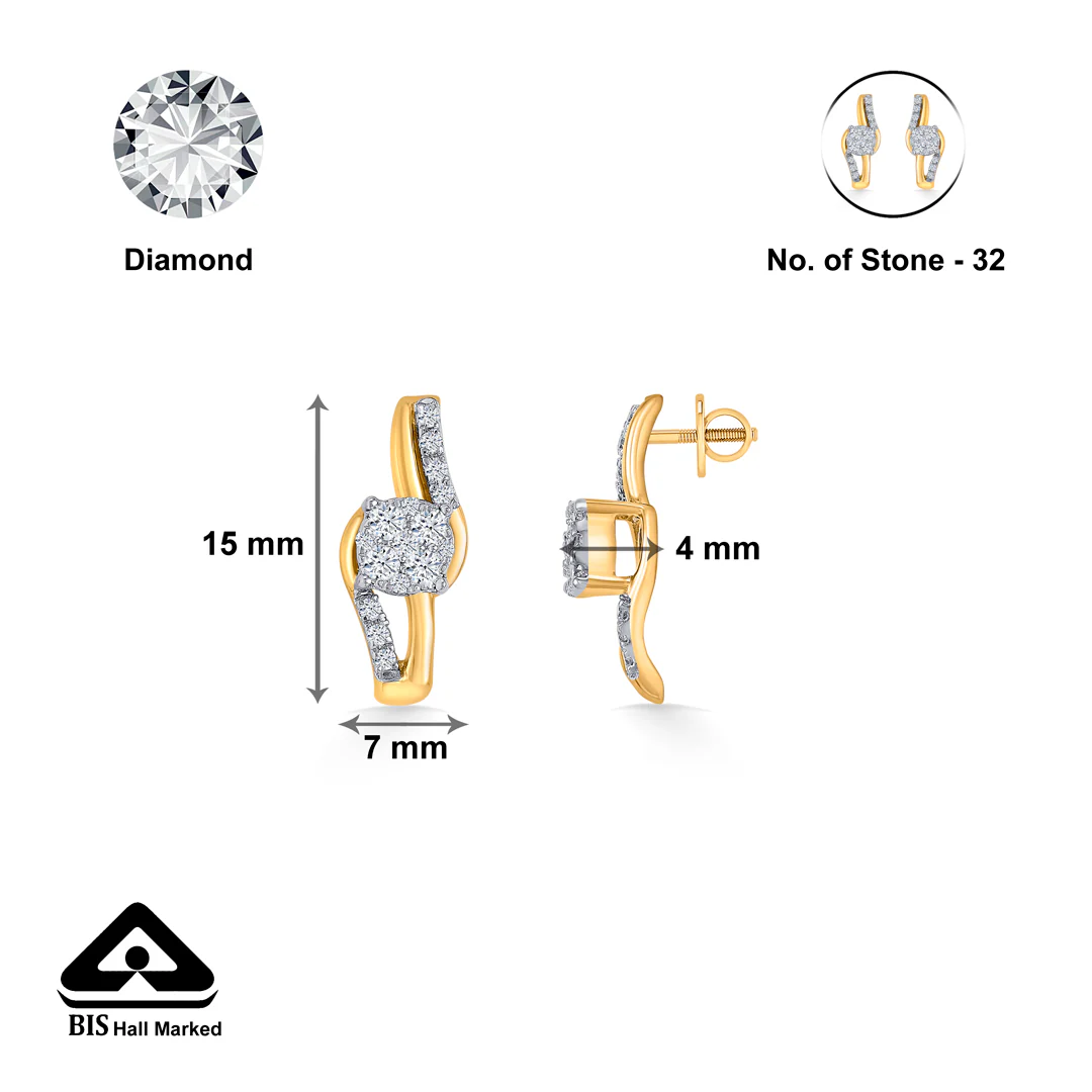 Flicker Frame Gold & Diamond Stud Earring - Image 4