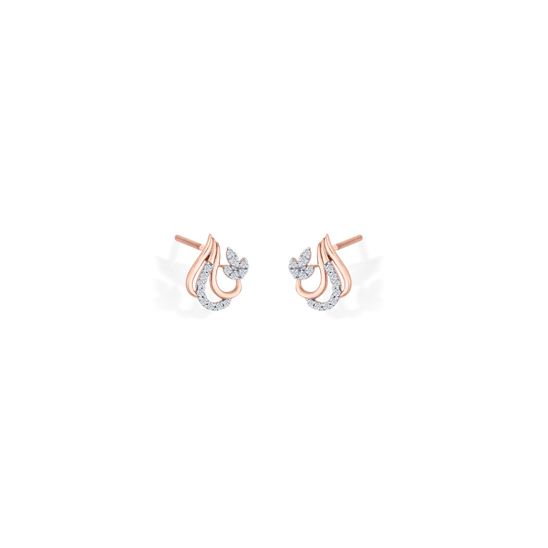 Flora Flame Rose Gold Stud Diamond Earring For Women - Image 3