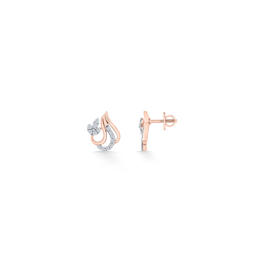 Flora Flame Rose Gold Stud Diamond Earring For Women - Image 4
