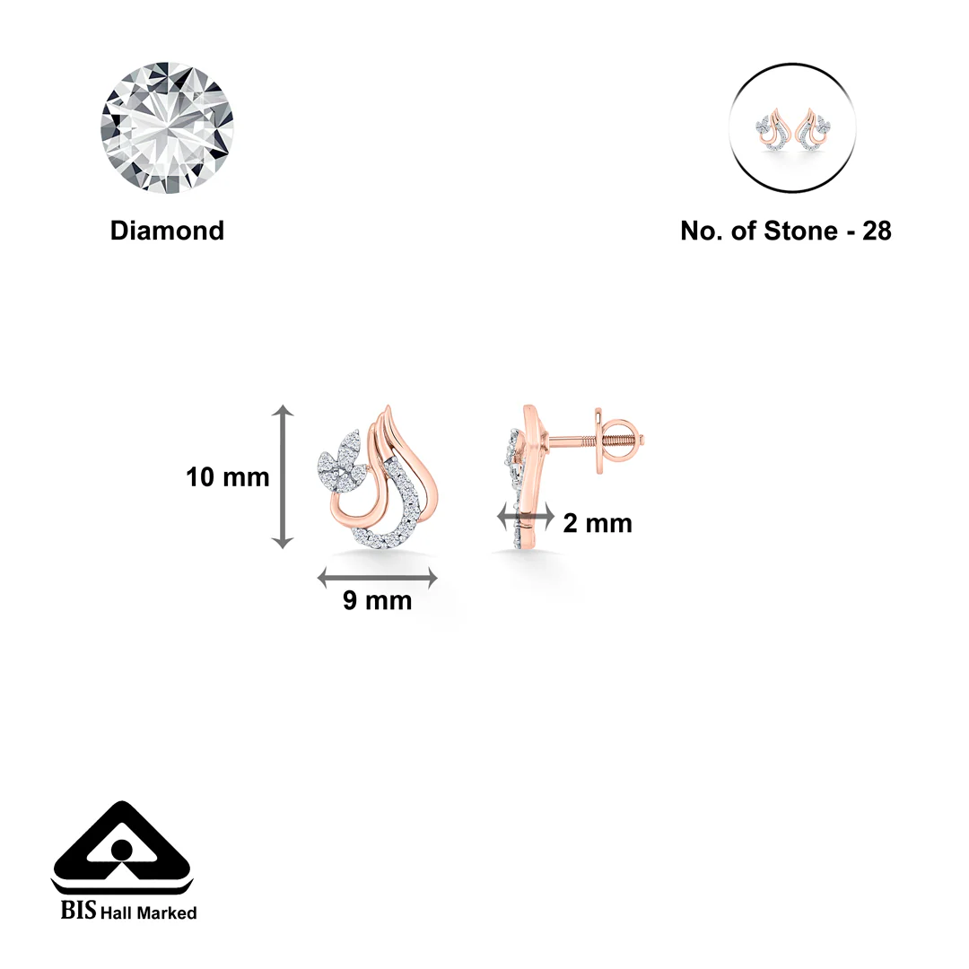 Flora Flame Rose Gold Stud Diamond Earring For Women - Image 5
