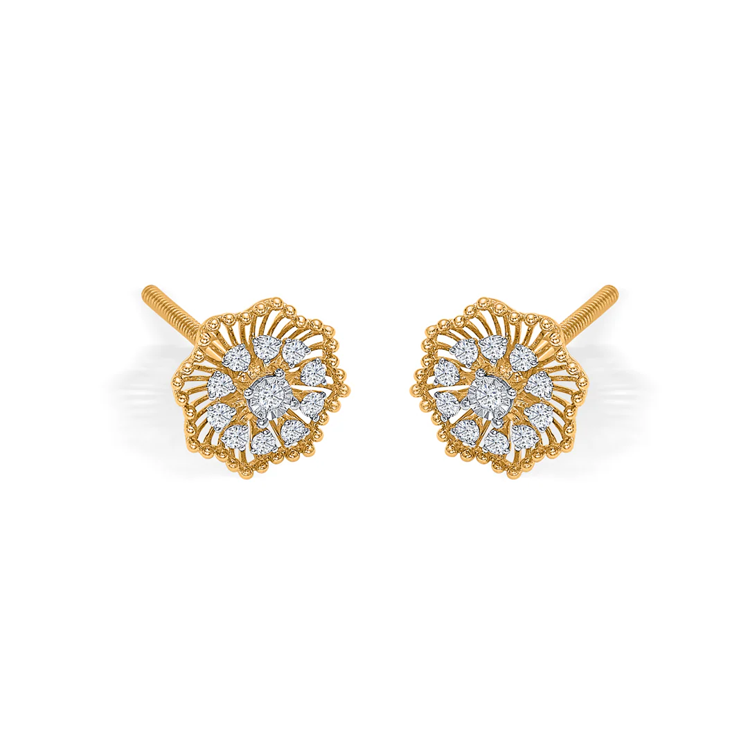 Flora Gold & Diamond Stud Earring For Women - Image 4