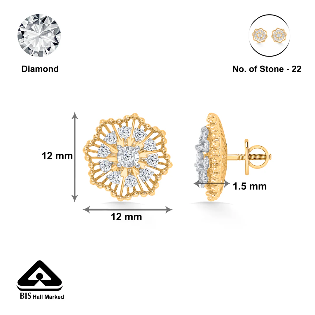 Flora Gold & Diamond Stud Earring For Women - Image 5