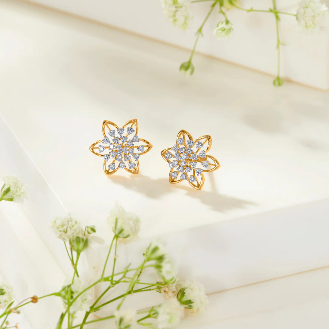 Flora Stud Gold & Diamond Earring For Women