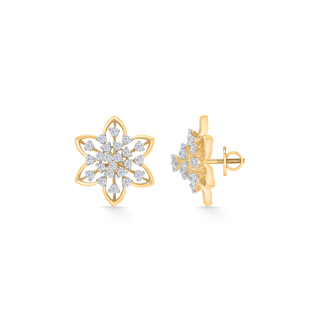 Flora Stud Gold & Diamond Earring For Women - Image 3