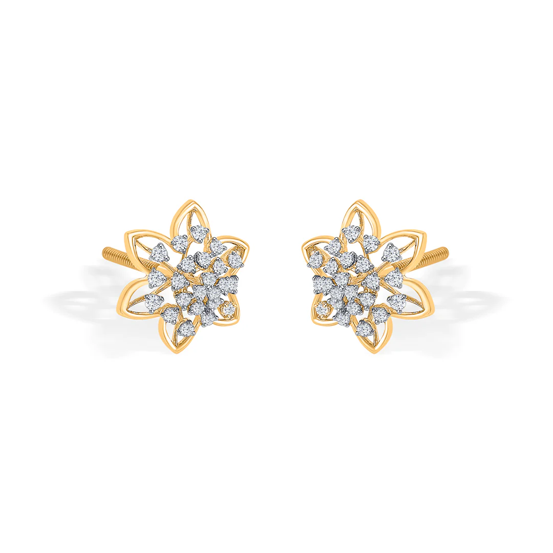 Flora Stud Gold & Diamond Earring For Women - Image 4