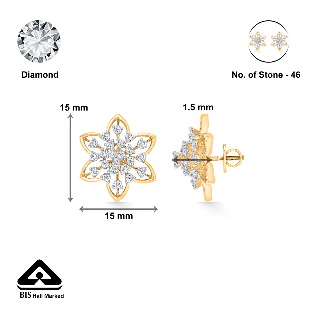Flora Stud Gold & Diamond Earring For Women - Image 5