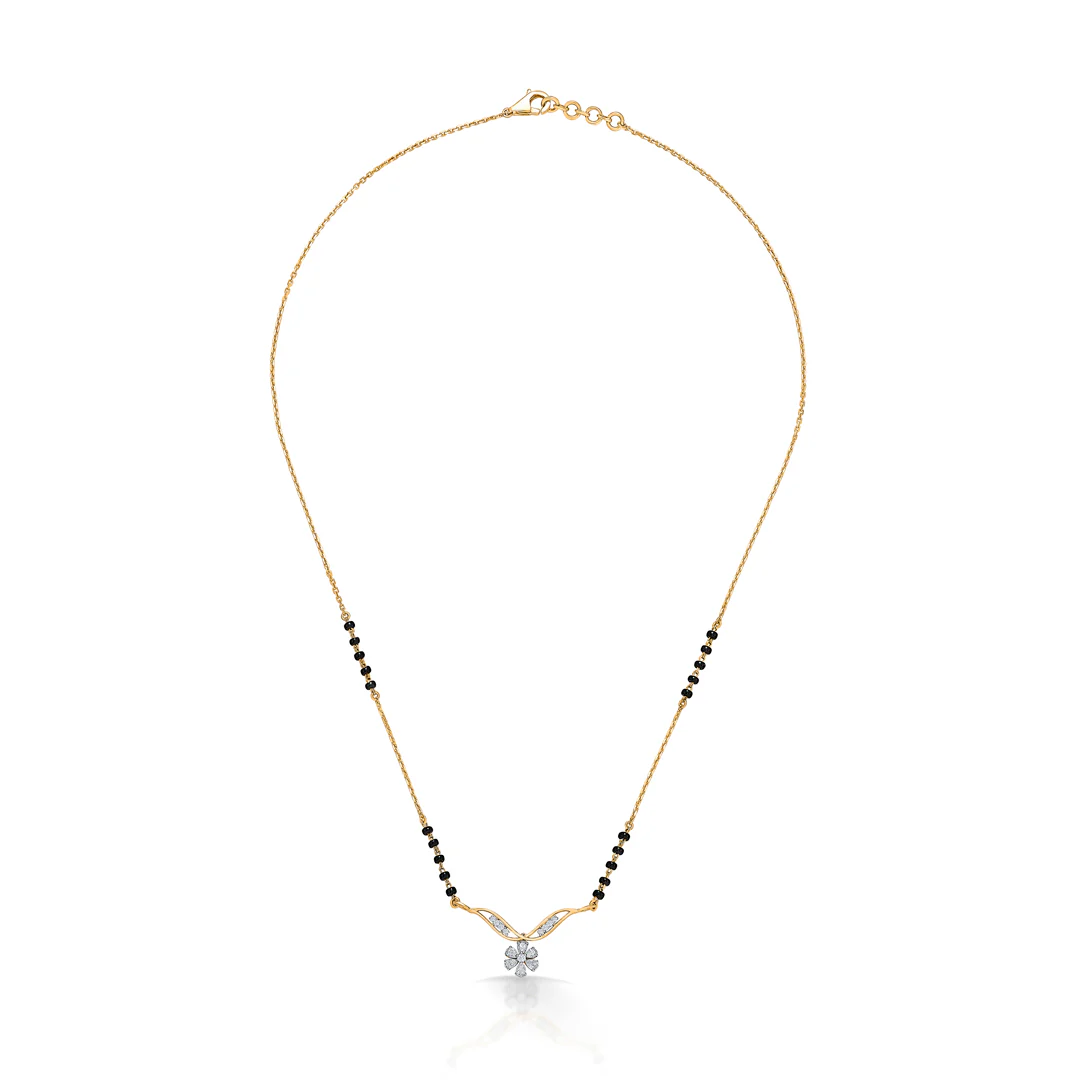 Floral Glow Gold & Diamond Modern Mangalsutra For Women - Image 2