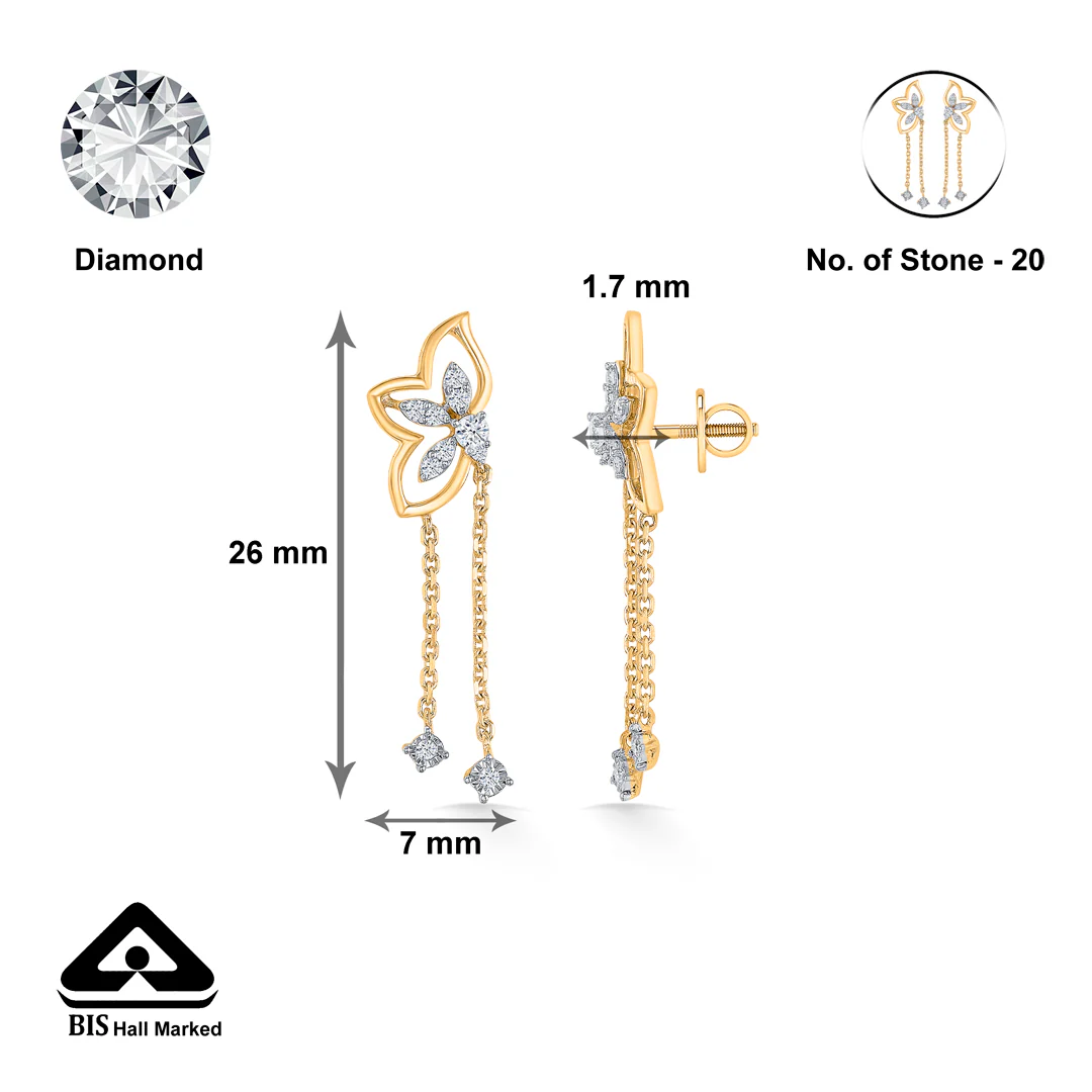 Floral Gold & Diamond Drops & Dangler Earring For Women - Image 5
