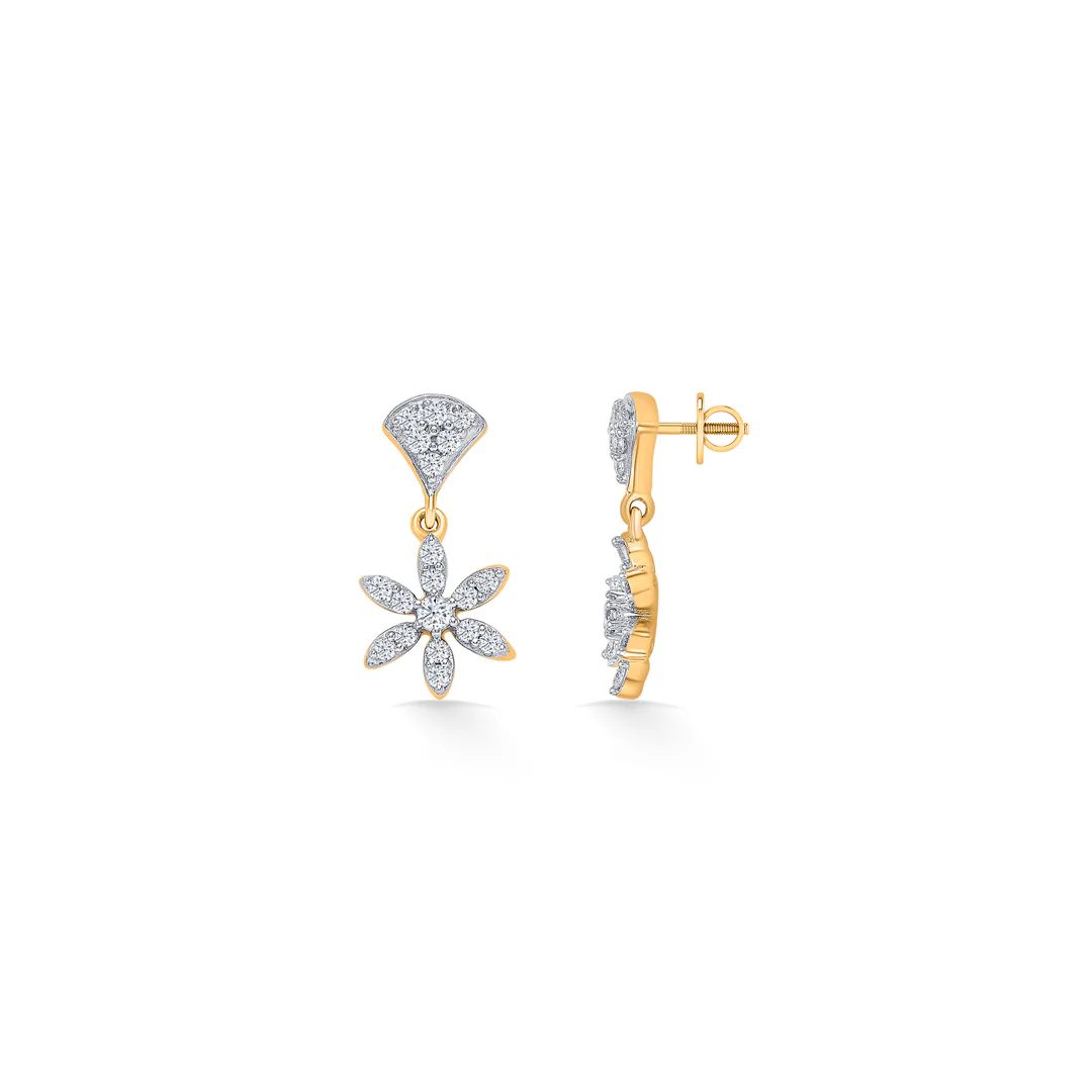 FLoral Gold & Diamond Earring For Women - Image 3