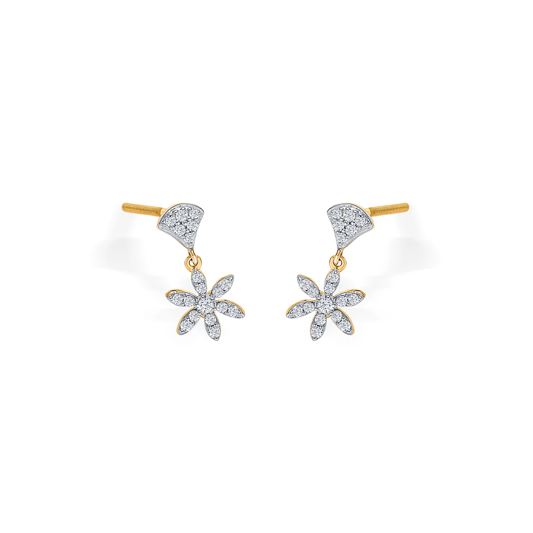 FLoral Gold & Diamond Earring For Women - Image 4