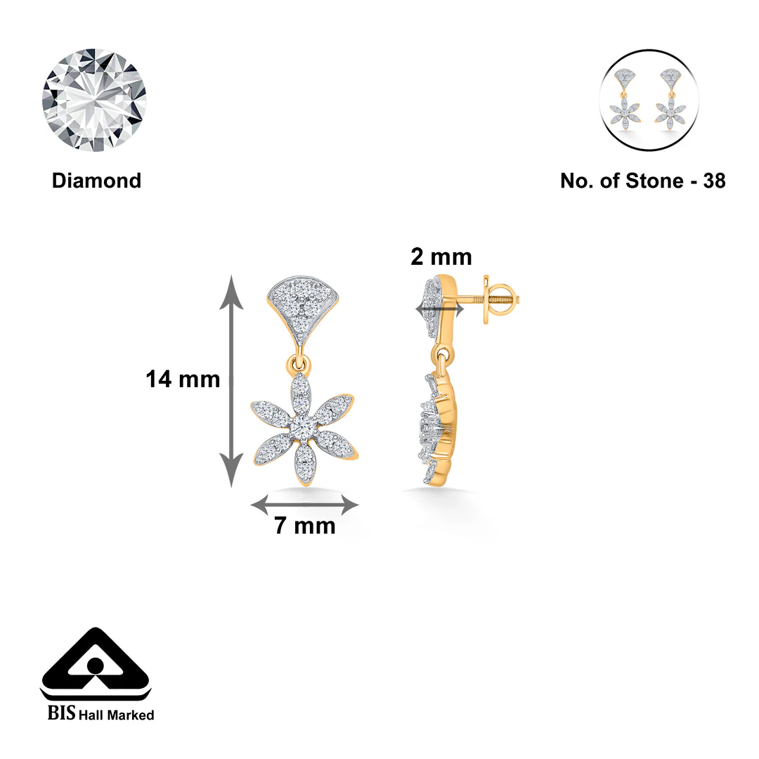 FLoral Gold & Diamond Earring For Women - Image 5