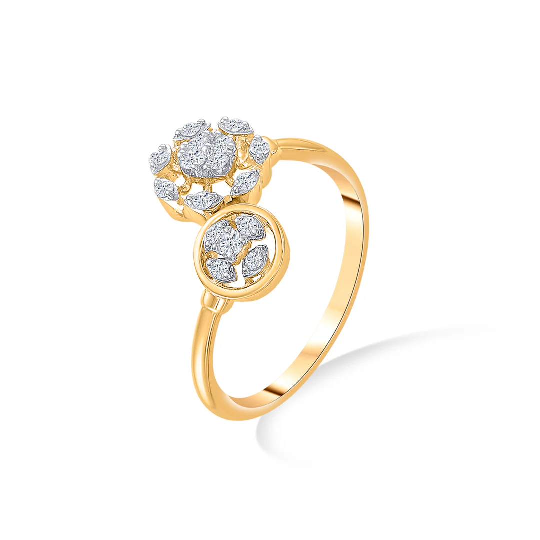 Floral Gold & Diamond Fashion Ring For Women