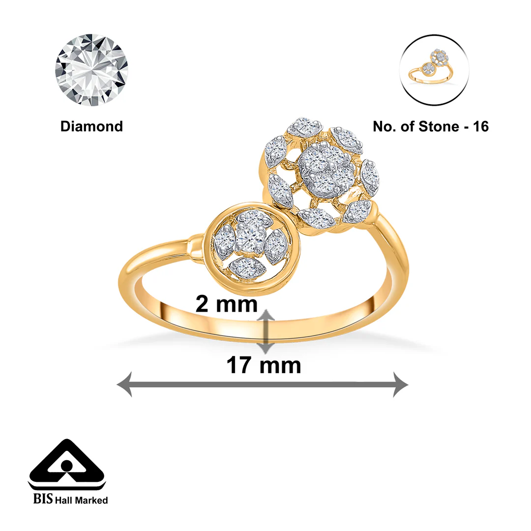 Floral Gold & Diamond Fashion Ring For Women - Image 4