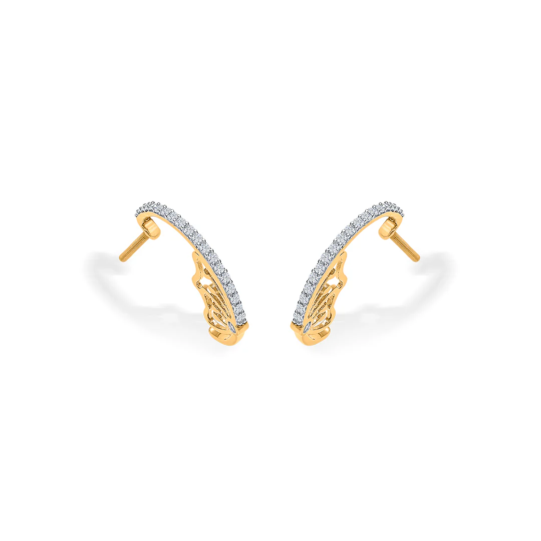 Floral Gold & Diamond Hoops & Huggies Earring For Women - Image 3