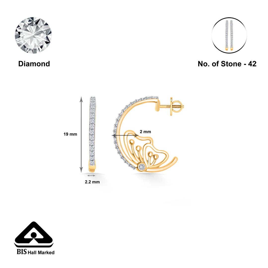Floral Gold & Diamond Hoops & Huggies Earring For Women - Image 5