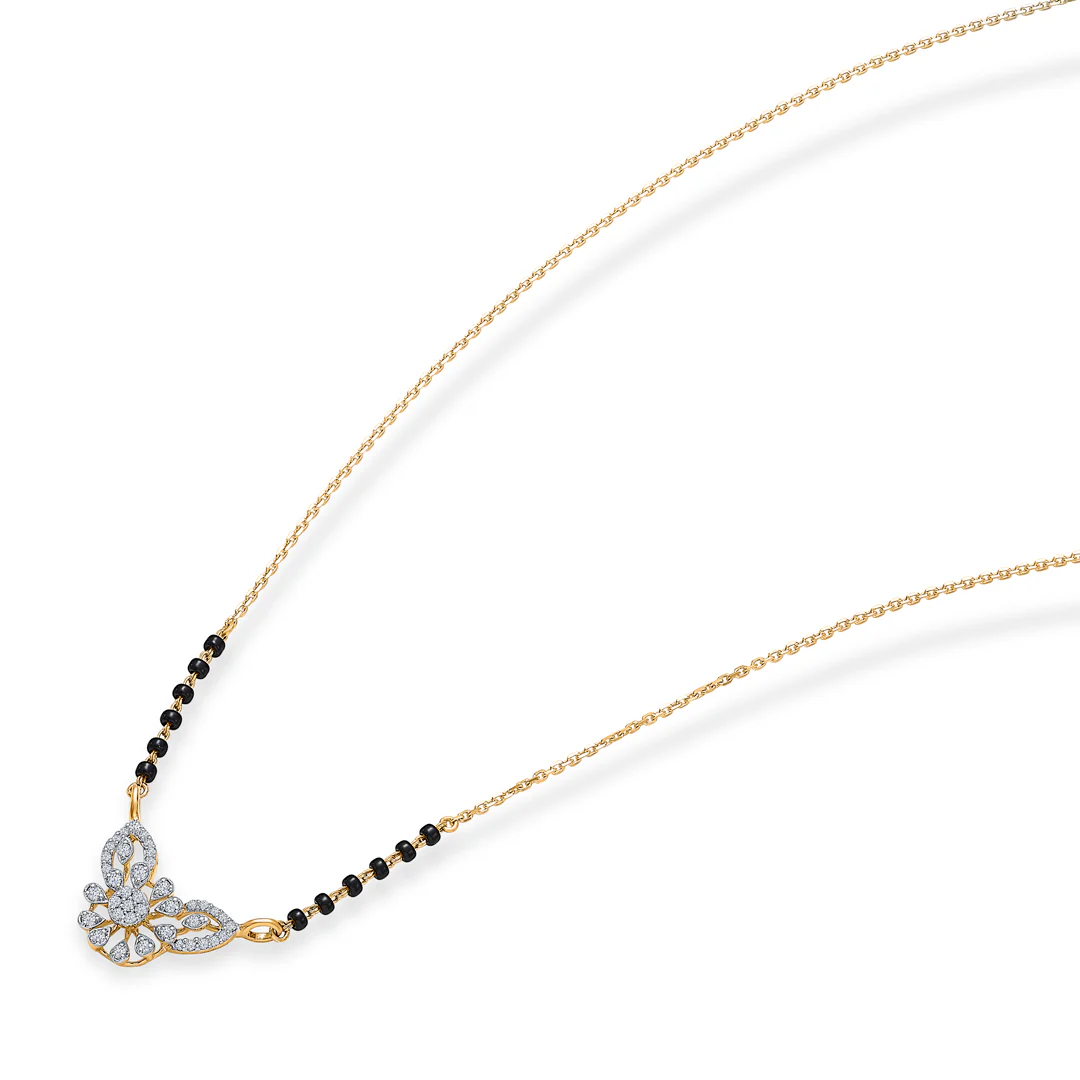 Floral Serenade Gold & Diamond Modern Mangalsutra For Women - Image 3