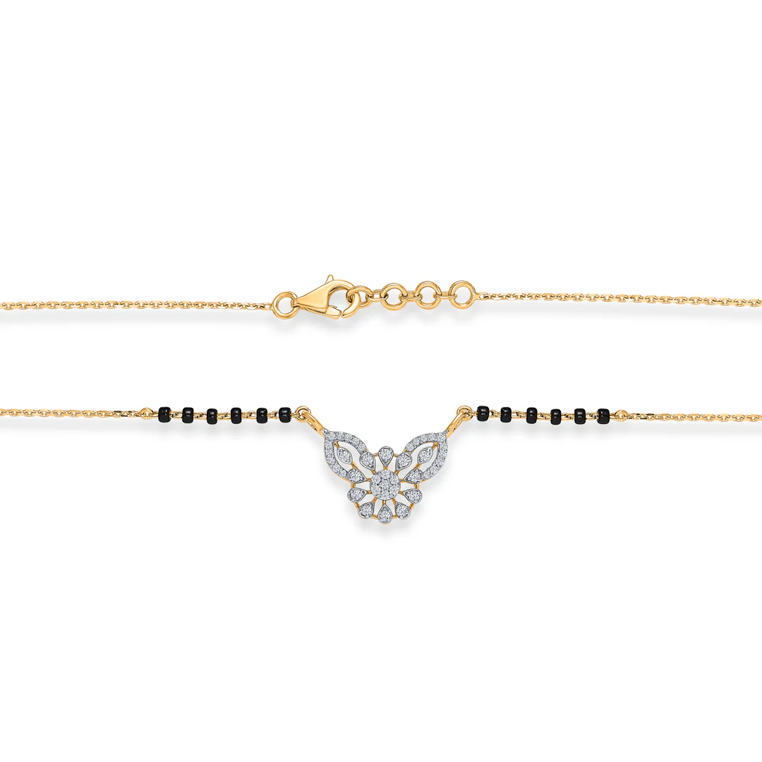 Floral Serenade Gold & Diamond Modern Mangalsutra For Women - Image 4