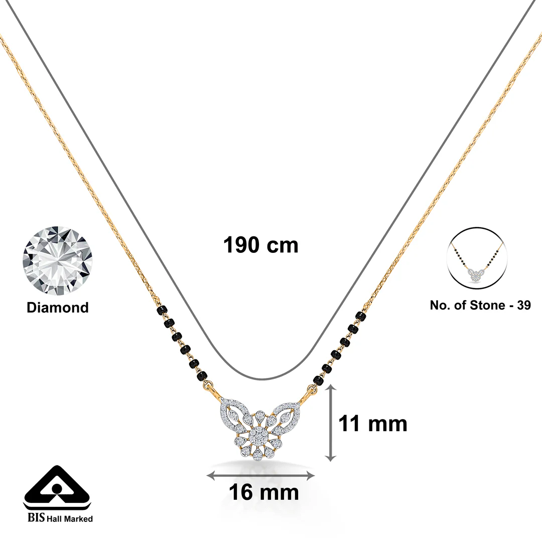Floral Serenade Gold & Diamond Modern Mangalsutra For Women - Image 5