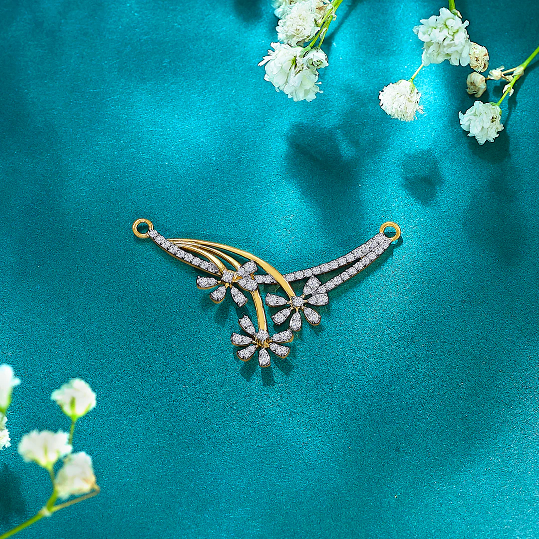 Floral Trinklet Yellow Gold & Diamond Tanmaniya Mangalsutra For Women