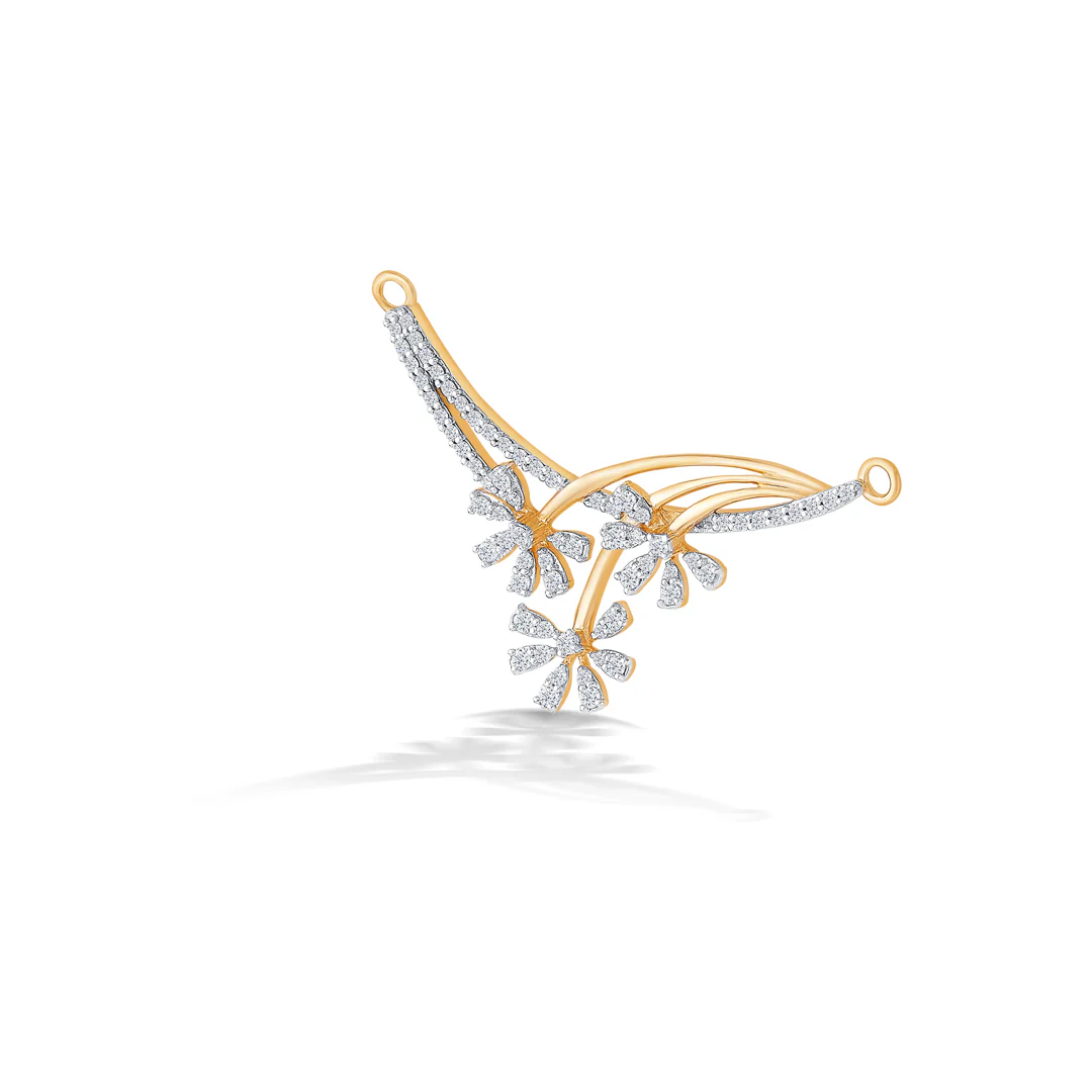 Floral Trinklet Yellow Gold & Diamond Tanmaniya Mangalsutra For Women - Image 3