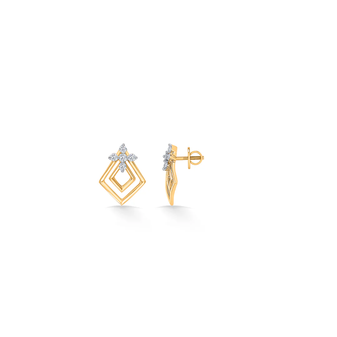 Florangle Spark Glow Gold & Diamond Stud Earring - Image 3