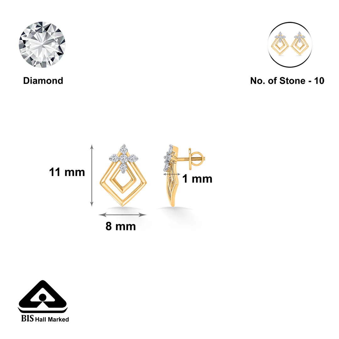 Florangle Spark Glow Gold & Diamond Stud Earring - Image 4