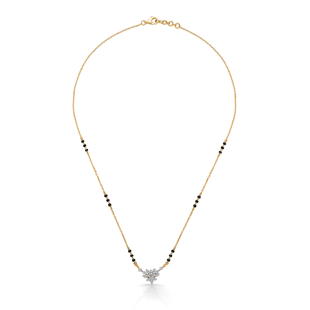 Flora's Touch Gold & Diamond Modern Mangalsutra For Women - Image 2