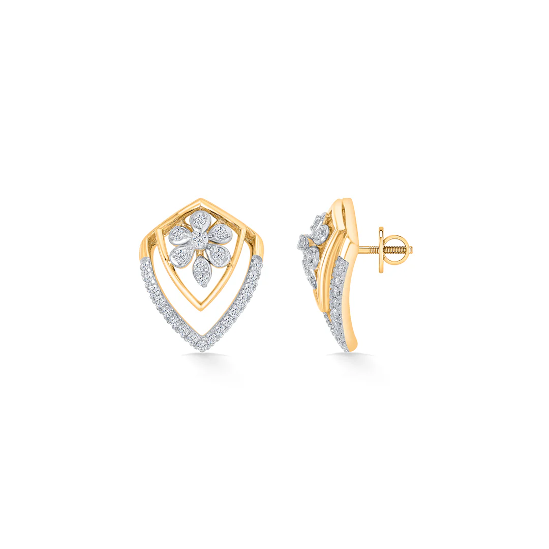 Florava Guard Gold & Diamond Stud Earring - Image 2
