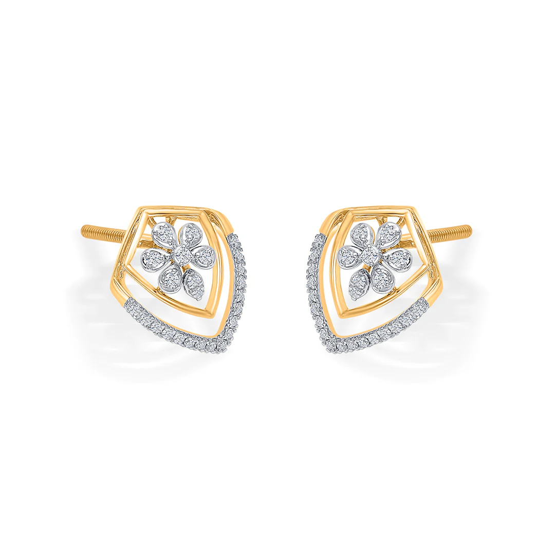 Florava Guard Gold & Diamond Stud Earring - Image 3
