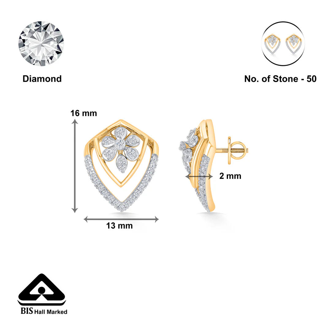 Florava Guard Gold & Diamond Stud Earring - Image 4