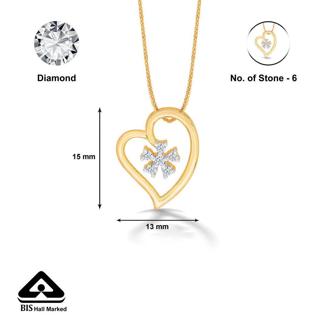 Florenza Heart Gold & Diamond Pendant - Image 4