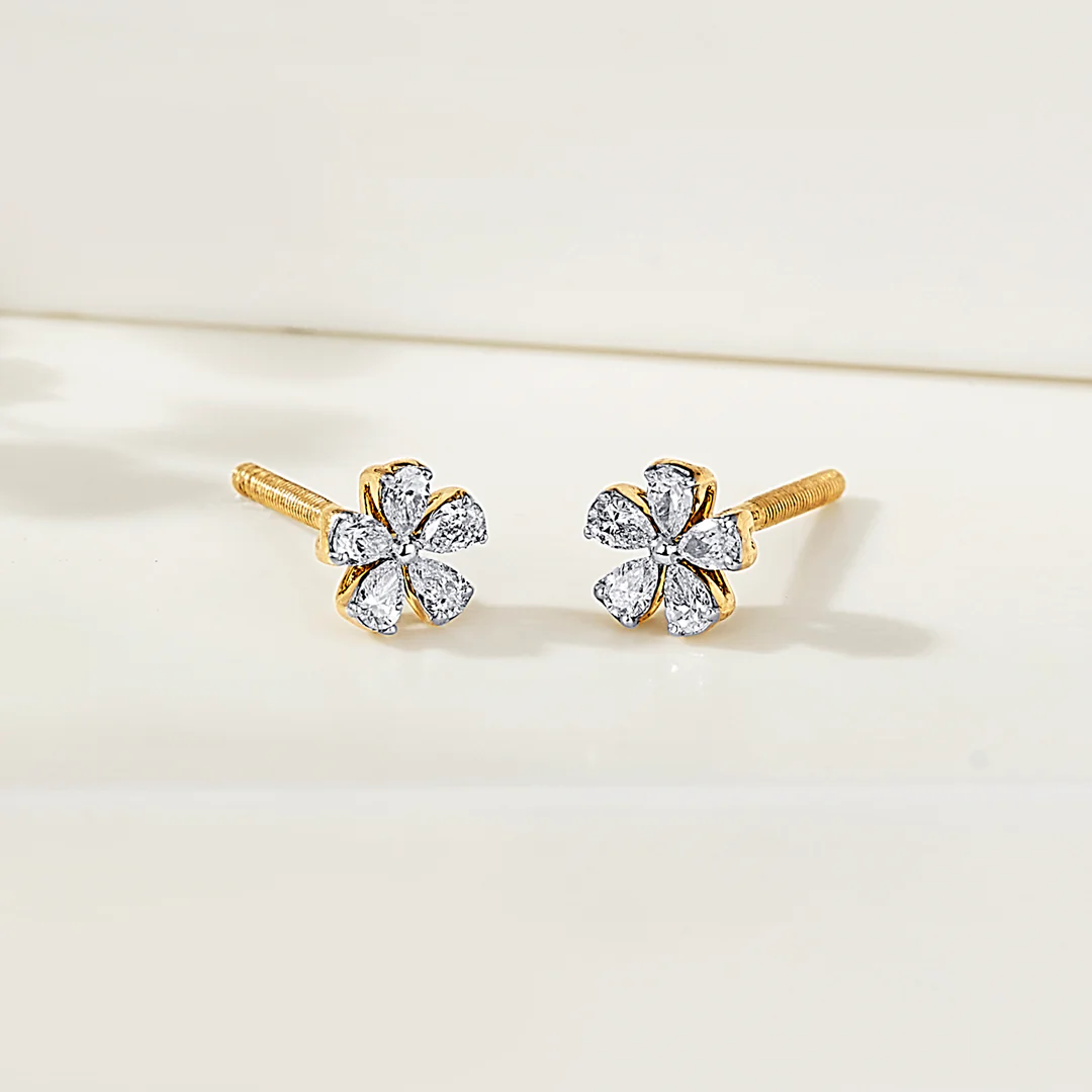 Floret Radiance Yellow Gold Stud Earring for Women