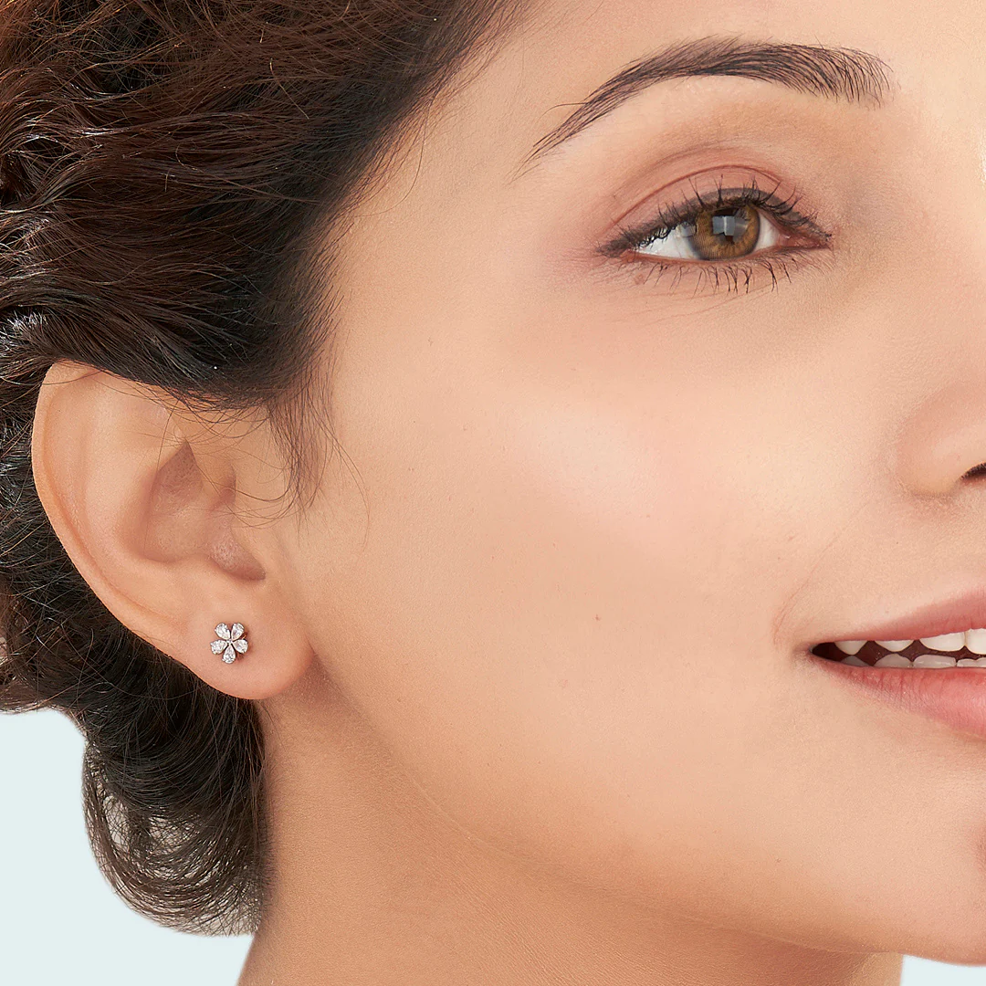 Floret Radiance Yellow Gold Stud Earring for Women - Image 2