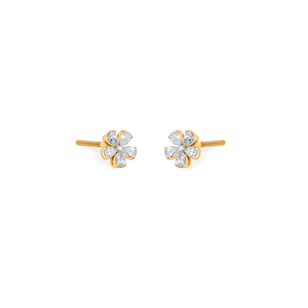 Floret Radiance Yellow Gold Stud Earring for Women - Image 3
