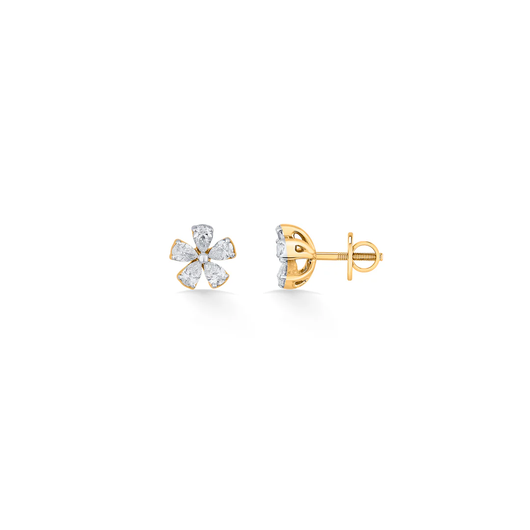 Floret Radiance Yellow Gold Stud Earring for Women - Image 4