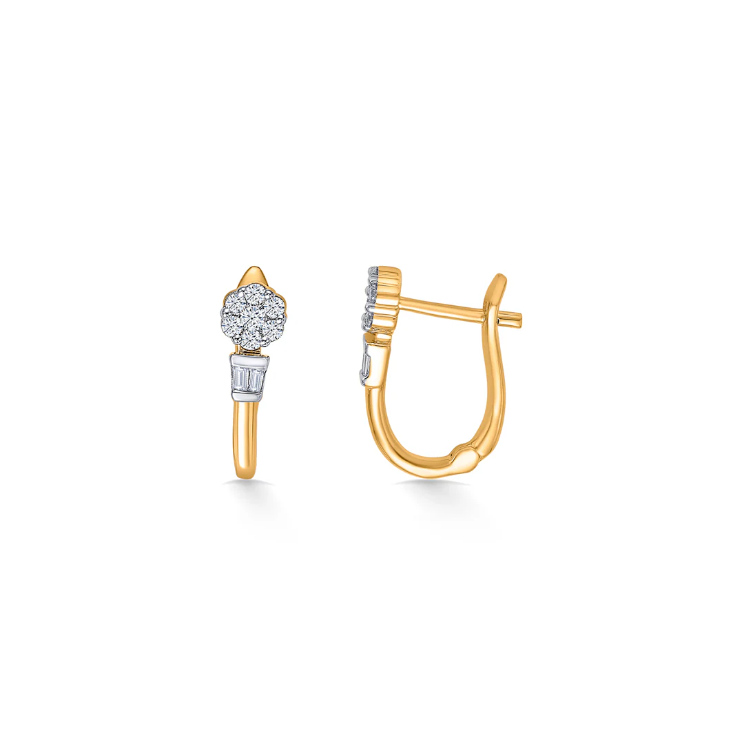 Floret Spark Gold & Diamond Hoops & Huggies Earring - Image 2