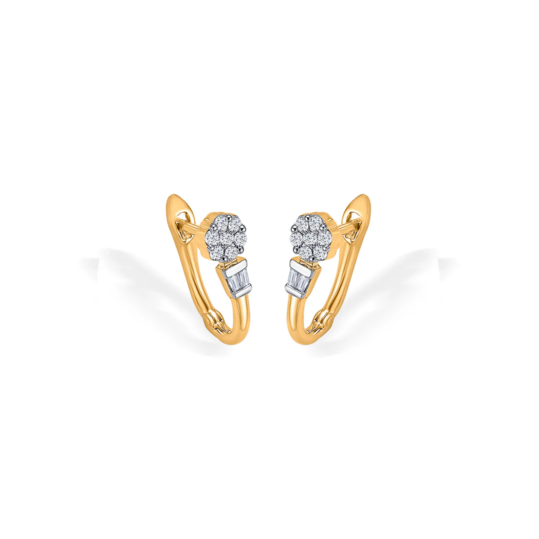 Floret Spark Gold & Diamond Hoops & Huggies Earring - Image 3