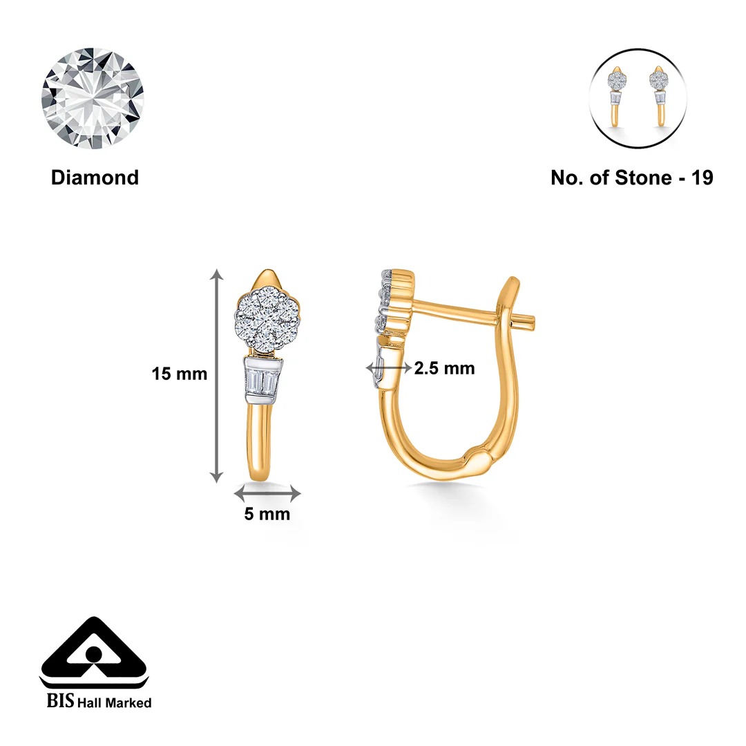 Floret Spark Gold & Diamond Hoops & Huggies Earring - Image 4