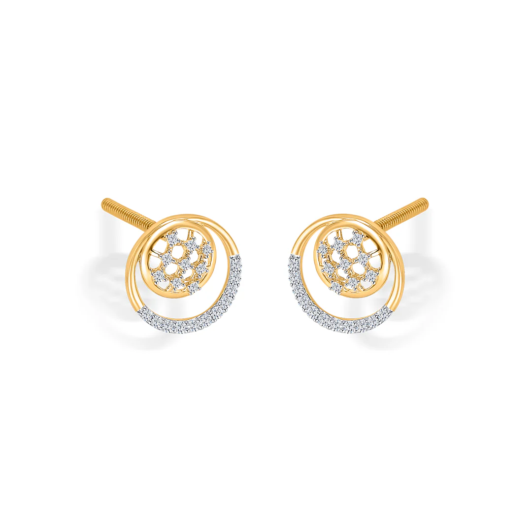 Florette Arc Gold & Diamond Stud Earring - Image 2