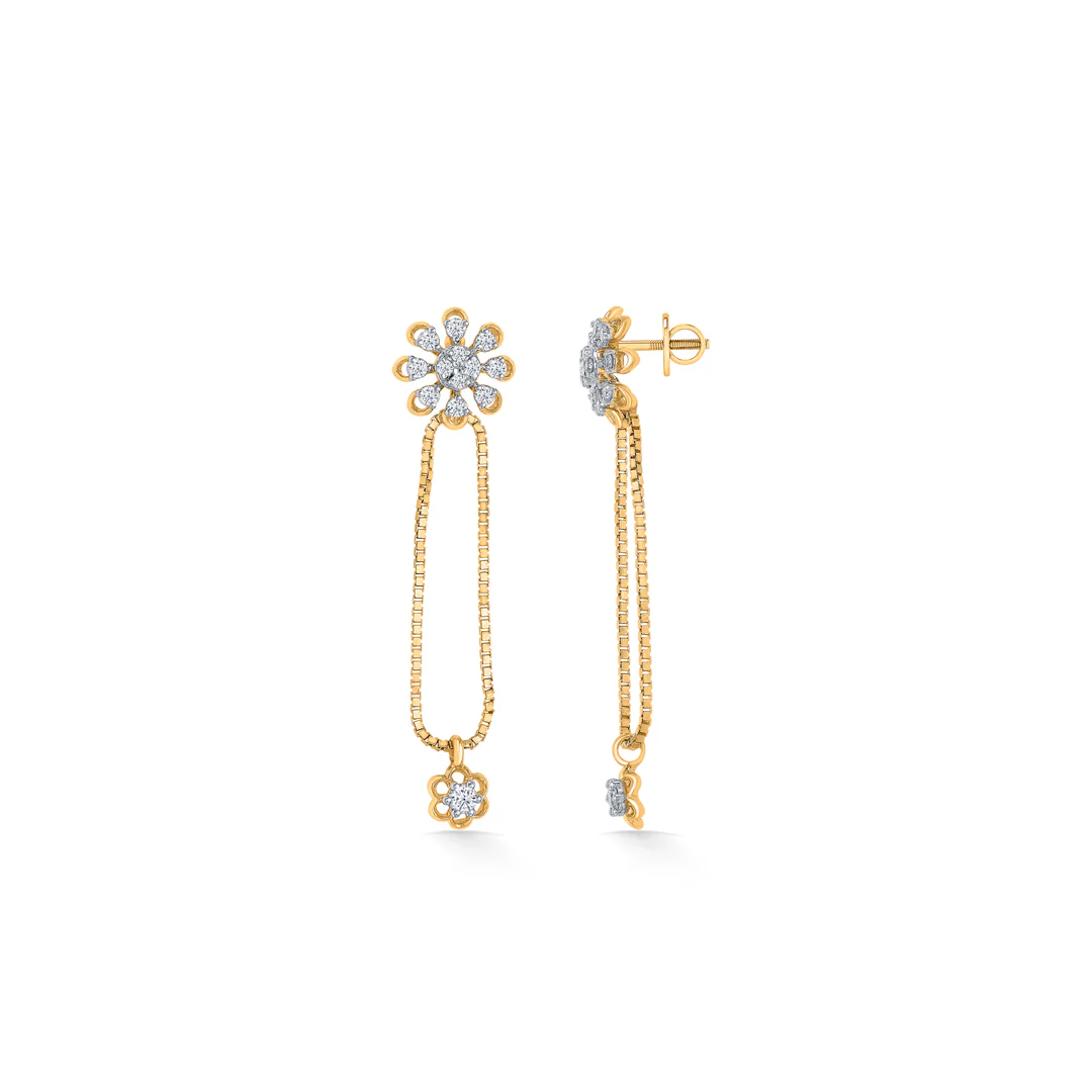 Florette Fall Gold & Diamond Drops & Dangler Earring - Image 2