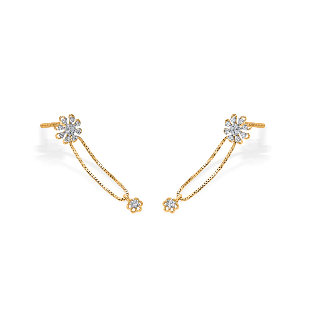 Florette Fall Gold & Diamond Drops & Dangler Earring - Image 3