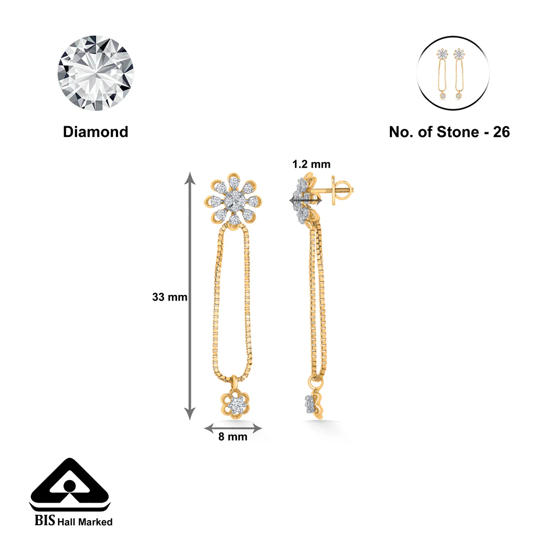 Florette Fall Gold & Diamond Drops & Dangler Earring - Image 4